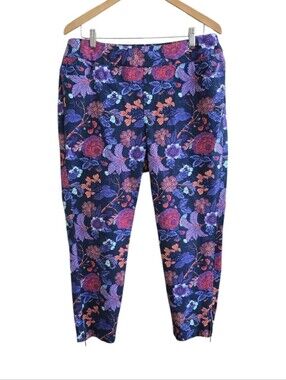 Soft Surroundings Colorful Floral Pull-On Stretchy Ankle Zip Pants. SZ Medium P